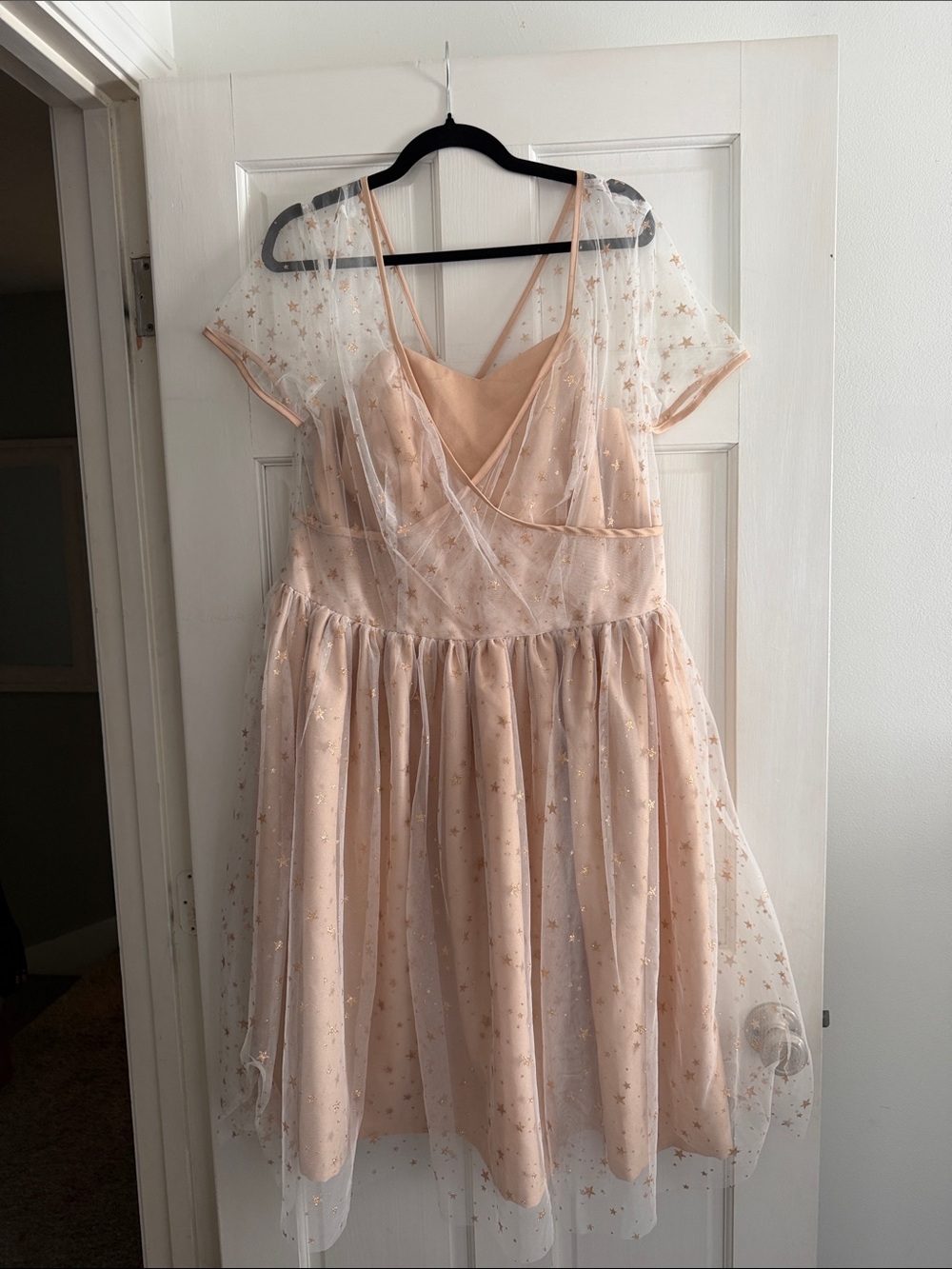 Star-Embellished Tulle Party Dress - Blush Pink